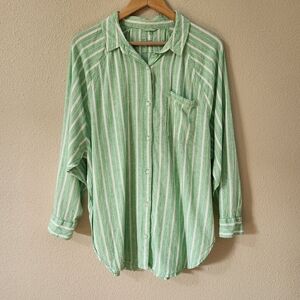 Aerie Linen Button Front Cover Up Shirt.